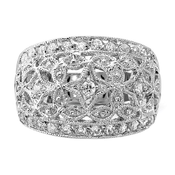 Sterling Silver Polished Fancy CZ Ring