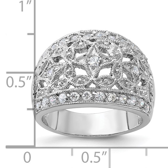 Sterling Silver Polished Fancy CZ Ring