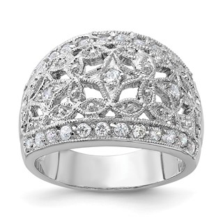Sterling Silver Polished Fancy CZ Ring