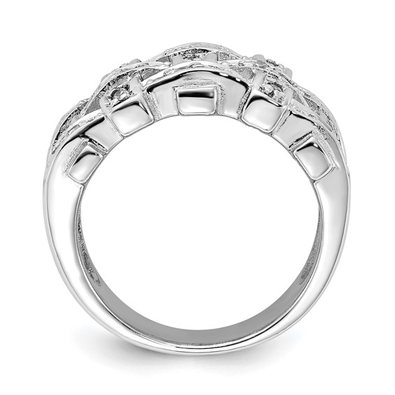Sterling Silver Polished Woven CZ Ring