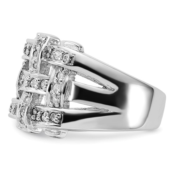 Sterling Silver Polished Woven CZ Ring