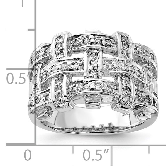 Sterling Silver Polished Woven CZ Ring