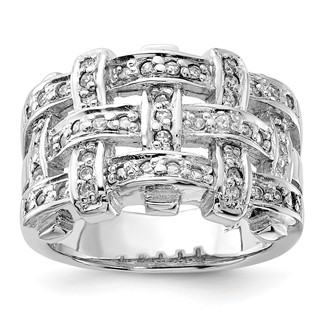 Sterling Silver Polished Woven CZ Ring