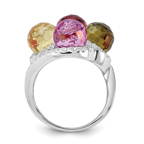 Sterling Silver Polished Multi-color CZ Ring