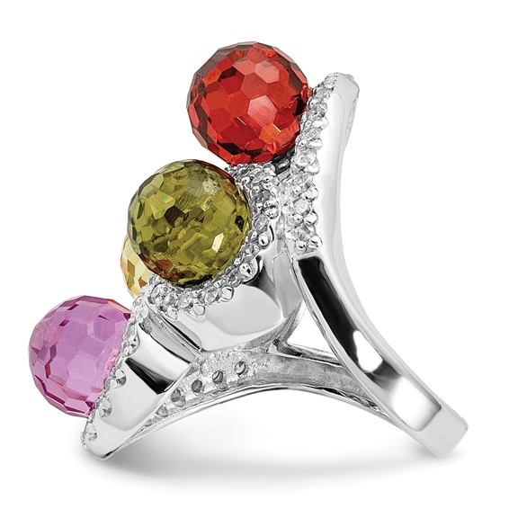 Sterling Silver Polished Multi-color CZ Ring