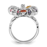 Sterling Silver Polished Multi-color CZ Floral Ring view 2