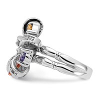 Sterling Silver Polished Multi-color CZ Floral Ring view 4