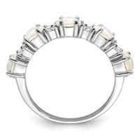 Sterling Silver Rhodium-plated Lab Created Opal and CZ Ring view 2