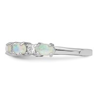Sterling Silver Rhodium-plated Lab Created Opal and CZ Ring view 3