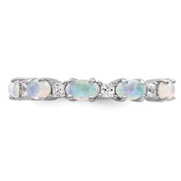 Sterling Silver Rhodium-plated Lab Created Opal and CZ Ring view 5