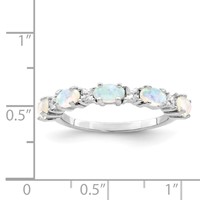Sterling Silver Rhodium-plated Lab Created Opal and CZ Ring view 4