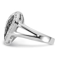 Sterling Silver Polished Black & Clear CZ Heart Ring view 4