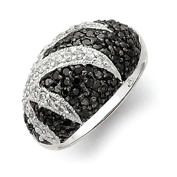 Sterling Silver Antiqued Black & White CZ Ring