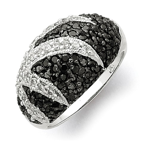 Sterling Silver Antiqued Black & White CZ Ring