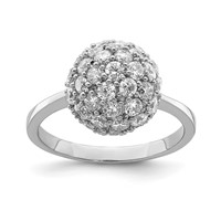 Sterling Silver Rhodium-plated CZ Ring view 1