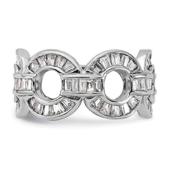 Sterling Silver Polished Fancy CZ Circle Link Ring