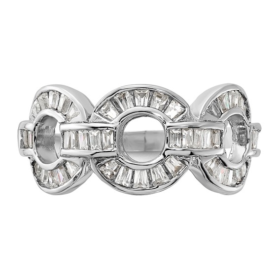 Sterling Silver Polished Fancy CZ Circle Link Ring