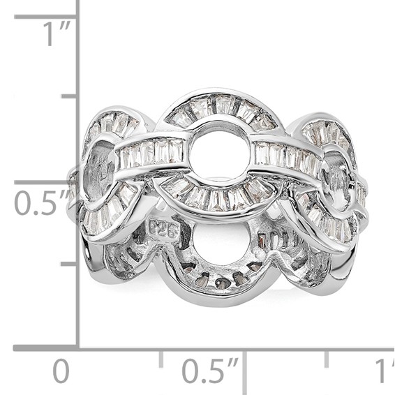 Sterling Silver Polished Fancy CZ Circle Link Ring