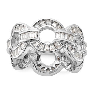 Sterling Silver Polished Fancy CZ Circle Link Ring