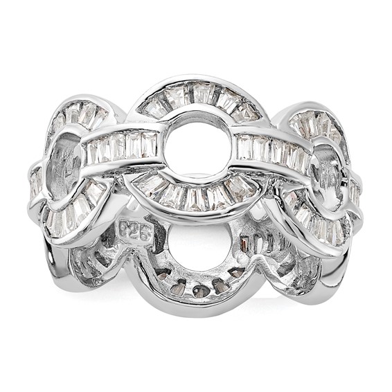 Sterling Silver Polished Fancy CZ Circle Link Ring