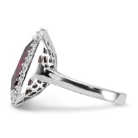 Sterling Silver Polished Red & Clear CZ Square Halo Ring view 4