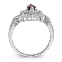 Sterling Silver Dark Red Rhodium-plated Marquise CZ Ring view 2