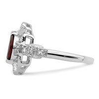 Sterling Silver Dark Red Rhodium-plated Marquise CZ Ring view 4
