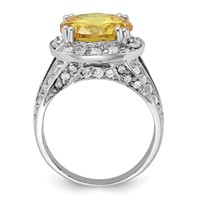 Sterling Silver Polished Yellow & Clear CZ Ring view 2