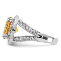 Sterling Silver Polished Yellow & Clear CZ Ring view 4