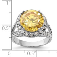 Sterling Silver Polished Yellow & Clear CZ Ring view 3
