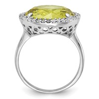 Sterling Silver Polished Light Green & Clear CZ Halo Circle Ring view 2