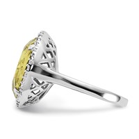 Sterling Silver Polished Light Green & Clear CZ Halo Circle Ring view 4