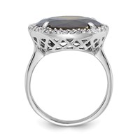 Sterling Silver Polished Green & Clear CZ Circle Halo Ring view 2