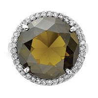 Sterling Silver Polished Green & Clear CZ Circle Halo Ring view 5
