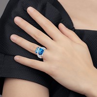 Sterling Silver Blue & Clear CZ Ring view 5