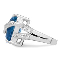 Sterling Silver Blue & Clear CZ Ring view 3