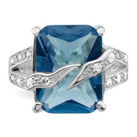 Sterling Silver Blue & Clear CZ Ring view 4