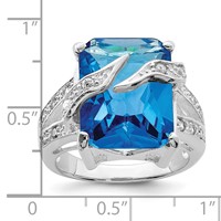 Sterling Silver Blue & Clear CZ Ring view 2