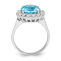 Sterling Silver Rhodium-plated Blue & Clear CZ Ring view 2