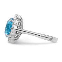 Sterling Silver Rhodium-plated Blue & Clear CZ Ring view 3