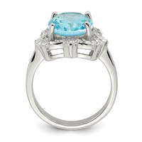 Sterling Silver Blue & Clear CZ Ring view 2