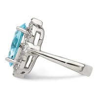 Sterling Silver Blue & Clear CZ Ring view 3