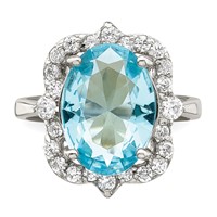 Sterling Silver Blue & Clear CZ Ring view 5