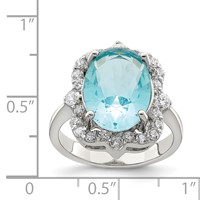 Sterling Silver Blue & Clear CZ Ring view 4
