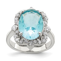 Sterling Silver Blue & Clear CZ Ring view 1