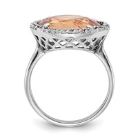 Sterling Silver Polished Champagne & Clear CZ Circle Ring view 2