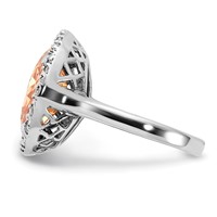 Sterling Silver Polished Champagne & Clear CZ Circle Ring view 4