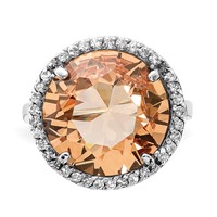 Sterling Silver Polished Champagne & Clear CZ Circle Ring view 5