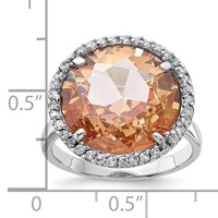 Sterling Silver Polished Champagne & Clear CZ Circle Ring view 3