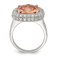 Sterling Silver Champagne & Clear Color CZ Ring view 2